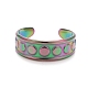 Ионное покрытие (ip) цвет радуги 304 нержавеющая сталь плоское круглое кольцо с открытой манжетой для женщин RJEW-C025-01M-2