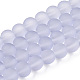 Brins de perles de verre transparent rond givré lilas X-GLAA-S031-8mm-25-1