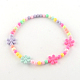 Fleur pendentifs acrylique et ensembles de bijoux stretch bracelets X-SJEW-R048-05-4