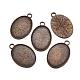 Bronze antique de style tibétain cupports pendentif ovale pour cabochons sans plomb et sans cadmium X-TIBEP-A12084-LF-4