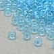 12/0グレードの丸いガラスシードビーズ  透明色  ライトスカイブルー  12/0  2x1.5mm  穴：0.8mm  約30000個/袋 SEED-Q006-F17-1