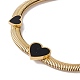 Bracelet à maillons coeur en émail noir avec chaînes serpent plates BJEW-P284-07G-2