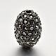 Perles ovales gris anthracite teneur en alliage de ton d'un strass grade A RB-J323-01-1