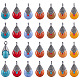 SUNNYCLUE 1 Box 28Pcs 7 Colors Resin Teardrop Charms Alloy Enamel Charms Pendants with Hole Tibetan Silver Metal Bead Caps for DIY Jewelry Making Necklace Bracelet Earring Accessories Charms RESI-SC0001-09AS-1
