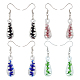 FIBLOOM 4 Pairs 4 Colors Glass Teardrop with Spiral Pattern Dangle Earring EJEW-FI0001-07-1