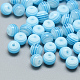 Transparente Streifenharzperlen, Runde, Deep-Sky-blau, 8 mm, Bohrung: 2 mm