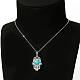 Hamsa Hand Brass Pendant Necklaces with Synthetic Turquoise UG2706-1-2