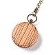 Reloj de bolsillo de madera de ébano con cadena de latón y clips WACH-D017-A19-03AB-3