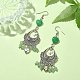Boucles d'oreilles lustre coeur en aventurine verte naturelle et jade de Malaisie (teint) EJEW-JE05364-02-3