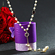 Real Gold Plated Alloy Acrylic Pearl and Rhinestone Tassel Pendant Sweater Necklaces NJEW-DD0009-164A-01-1