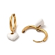 Серьги-кольца с подвесками в форме сердца из белой эмали EJEW-P219-07G-2