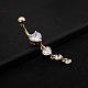 Réel 18k plaqué or piercing bijoux en laiton cubique zircone coeur nombril anneau nombril anneau nombril anneaux AJEW-EE0001-06-3