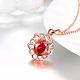 Real Rose Gold Plated Brass Cubic Zirconia Flower Pendant Necklaces NJEW-BB03725-RG-3