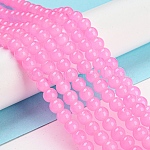 Filamenti di perline rotondo cottura imitazione dipinto vetro giada, perla rosa, 6.5mm, Foro: 1.5 mm, circa 145pcs/filo, 31.8 pollice