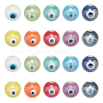 NBEADS 160 conectores de esmalte de mal de ojo 8 colores amuletos de mal de ojo con anillos de latón redondos planos de doble agujero para hacer manualidades de joyería 