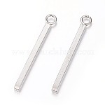 304 Stainless Steel Pendants, Rectangle/Bar, Stainless Steel Color, 28x1.5x1.5mm, Hole: 2mm