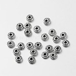 Tibetan Style Alloy Flat Round Spacer Beads, Antique Silver, 6x2mm, Hole: 1.5mm