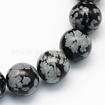 Natur Schneeflocken-Obsidian runden Perlen Stränge, 6.5 mm, Bohrung: 1 mm, ca. 63 Stk. / Strang, 15.5 Zoll