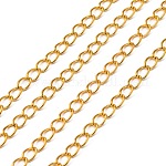 Iron Twisted Chains, Unwelded, with Spool, Oval, Golden, 6.5x4.5x0.8mm, about 164.04 Feet(50m)/roll