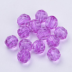 Transparent Acrylic Beads, Faceted, Round, Dark Violet, 6x5.5mm, Hole: 1.3mm, about 4200pcs/500g