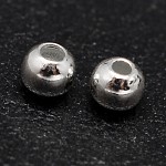 Perles 925 en argent sterling, perles rondes sans soudure, couleur d'argent, 2mm, Trou: 0.7~1mm