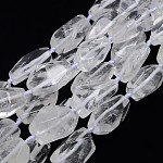Natürliche Edelstein-Quarzkristall-Perlenstränge, Bergkristallperlen, Nuggets, 20~45x10~25 mm, Bohrung: 2 mm, ca. 10~12 Stk. / Strang, 15.74 Zoll