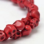 Gefärbt synthetischen Türkis Perlen Stränge, Schädel, rot, 10x8x10 mm, Bohrung: 1 mm, ca. 38~40 Stk. / Strang, 15~15.5 Zoll
