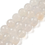 Natürlichen weißen Achat Perlen Stränge, facettiert, Runde, Rauch weiss, 10 mm, Bohrung: 1.2 mm, ca. 38 Stk. / Strang, 15 Zoll