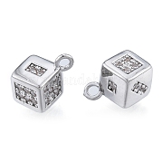 Brass Micro Pave Clear Cubic Zirconia Charms KK-N216-576P