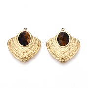Подвески из нержавеющей стали 304 с натуральным тигровым глазом STAS-N109-193B-G