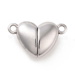 Cierres magnéticos de acero inoxidable quirúrgico 316 que no se deslustran, corazón, color acero inoxidable, 10.5x17x5.5mm, agujero: 1.5 mm