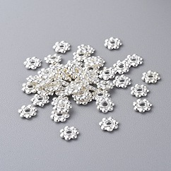 Perline distanziatrici margherita in stile tibetano, cadmio & nichel &piombo libero, fiore, argento, 6x1.3mm, Foro: 2 mm, circa 7690pcs/1000g