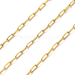 Cadenas de acero inoxidable 304 con recubrimiento iónico (IP), Cadenas de clips, soldada, con carrete, dorado, 2.2x0.7x0.2mm