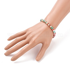 Bracelets extensibles perlés heishi en pâte polymère à la main&nbsp;BJEW-JB05604