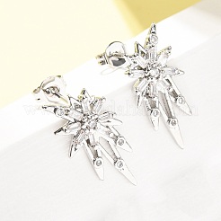 Aretes de circonita cúbica transparente con micropavé de latón y estrella&nbsp;EJEW-D351-08P