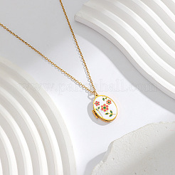Colliers pendentifs médaillons photo magnétiques géométriques en acier inoxydable 304 émaillé pour femmes&nbsp;WG980C2-03