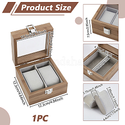 Vetrine porta orologi in legno a 2 slot con coperchio in vetro e cuscino in velluto all'interno&nbsp;CON-WH0043-306A