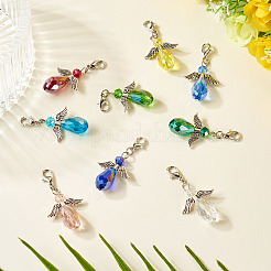 Украшение подвески из стекла и сплава «ангел»&nbsp;HJEW-TAC0055