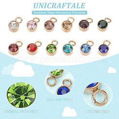 24 pz 12 colori placcatura ionica (IP) pendenti in acciaio inossidabile 304 placcato oro rosa con strass&nbsp;STAS-UN0050-52