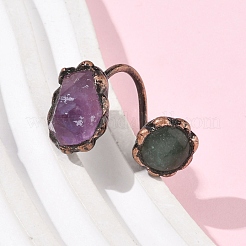 Ringe aus natürlichem Amethyst und grünem Aventurin&nbsp;RJEW-B122-04R-02