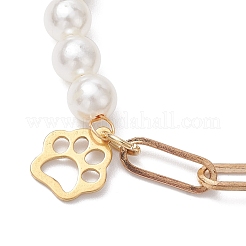 Браслеты-цепочки из акрила и железной скрепки с имитацией жемчуга&nbsp;BJEW-JB10393