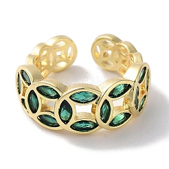 Латунные микро проложить манжеты кольца кубического циркония&nbsp;RJEW-G310-20G