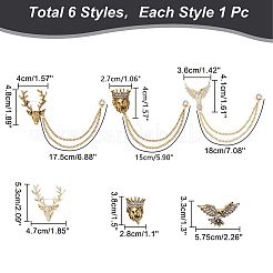 6 шт. 6 броши-булавки со стразами в виде льва&nbsp;JEWB-WR0001-01