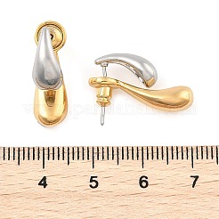 Двухцветные серьги-гвоздики из латуни в форме капли для женщин&nbsp;EJEW-U055-04GS