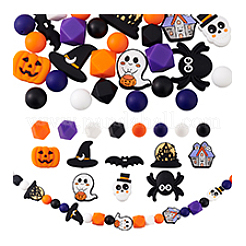 36 шт. 18 стиля силиконовых бусин на Хэллоуин&nbsp;SIL-PH0001-28
