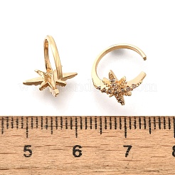 Серьги-каффы из латуни с прозрачным кубическим цирконием&nbsp;EJEW-Q025-05G