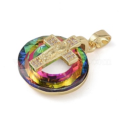 Micro pavè di zirconi in ottone con pendenti in vetro&nbsp;KK-Q815-01G-05