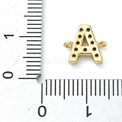 Ciondoli a forma di lettera in ottone con micro pavé di zirconi cubici trasparenti.&nbsp;KK-I382-07G-A