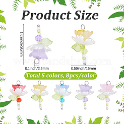 40 Stück 5 Farben Acryl & ABS-Kunststoff Imitationsperlenanhänger&nbsp;FIND-BM0001-51