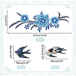 6 шт. 4 шт. компьютерная вышивка с изображением ласточки и цветка&nbsp;PATC-WR0001-02